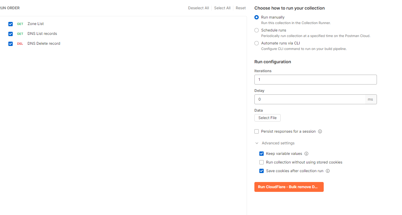 使用PostMan如何批量删除CloudFlare DNS的解析记录 使用PostMan如何批量删除CloudFlare DNS的解析记录